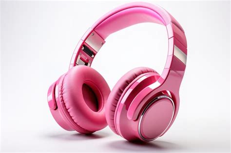 Милые розовые наушники на белом фоне | Премиум векторы