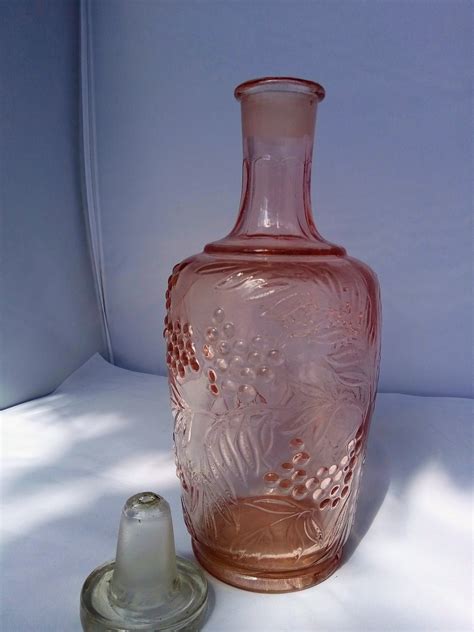 Vintage Large Pink Cut Crystal Glass Decanter With Lid From Etsy