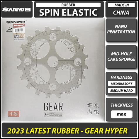 Sanwei Gear Hyper Table Tennis Rubber Spin Elastic Rubber Getah Ping ...
