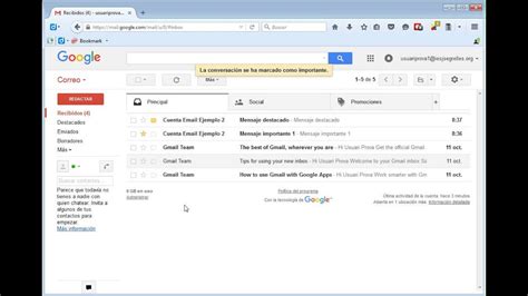 Gmail Configuraci N Bandeja Entrada Youtube
