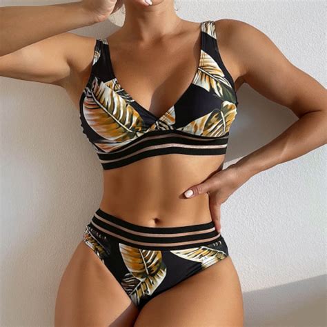Sakmal Bikini Plus Size Bathing Suit Orange High Cut Sexy Swim Suits