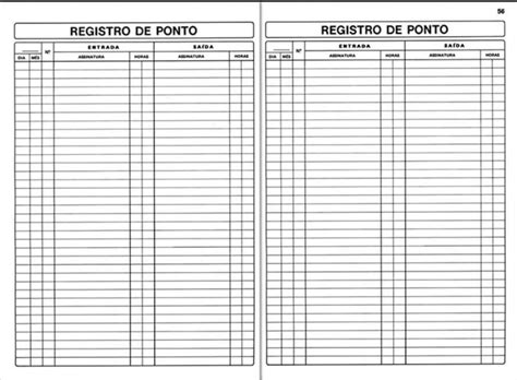 Livro De Ponto Para Imprimir - Cartao De Ponto Para Imprimir Perfil De Registro Ponto