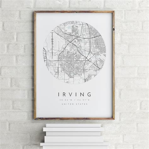 Irving Map Irving Texas City Map Home Town Map Irving | Etsy