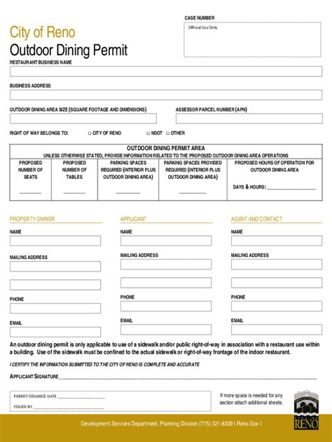 Fillable Online OUTDOOR DINING PERMIT SUPPLEMENTAL INFORMATION CASE