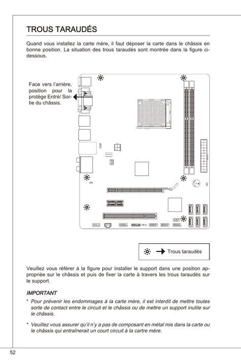 Trous taraudés | MSI 760GM-P23 (FX) User Manual | Page 52 / 169