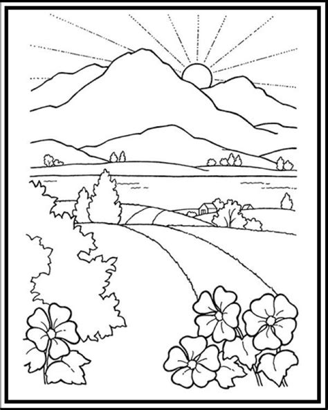 Mountain Scenery Coloring Pages Printable PDF - Coloringfolder.com ...