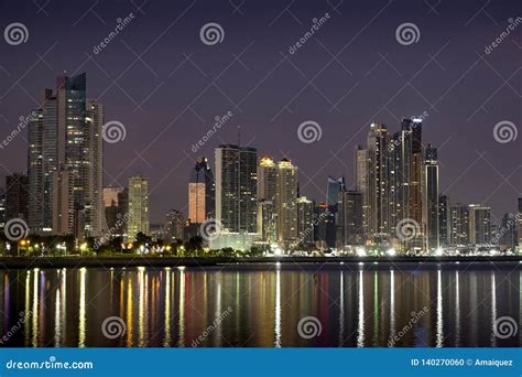 The Skyline of Panama City at Night Editorial Image - Image of urban, surface: 140270060