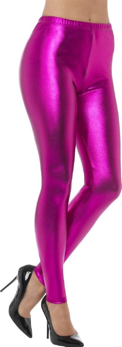 Smiffys 80s Metallic Disco Leggings Pink • Pris