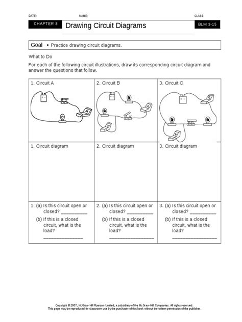 1 Drawing A Circuit Diagram Worksheet Pdf Worksheets Library