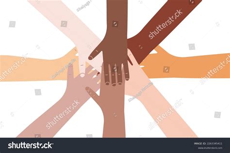 Hands Diverse Group People Putting Together Stock Vector Royalty Free