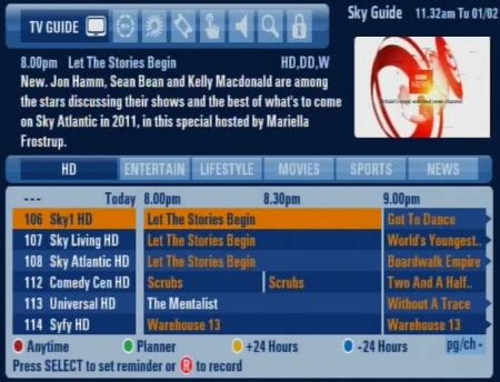 change  sky channels radio telly uk