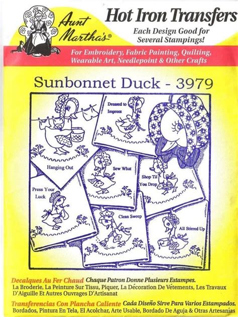 Sunbonnet Duck Aunt Martha S 3979 Vintage Embroidery Hot Iron Transfer Pattern Artofit