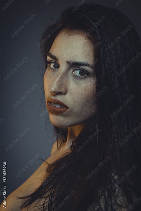Beautiful Brunette Woman With Wet Hair Nude And Sensual Stock Photo Adobe Stock