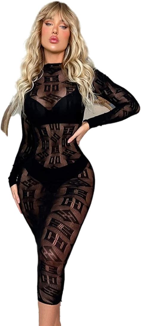 Amazon Zoxyoki Women Sexy Lingerie Babydoll Sheer Teddy Dress Nightwear Long Sleeve Night