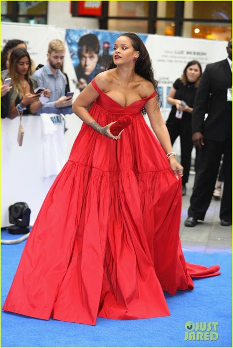 Rihanna Rocks Flowing Red Dress For Valerian European Premiere