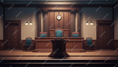 Premium Photo A Court Room With A Court And A Clock On The Wall