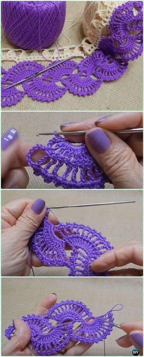 How To Crochet Wave Fan Edging Border Stitch In 2020 Crochet Lace Edging Crochet Lace Pattern