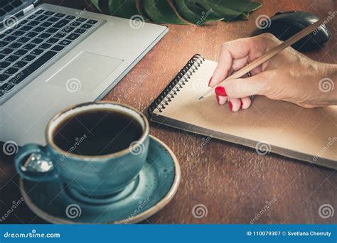 Female Hands Writing On Notebook Writing Concept Stock Image Image