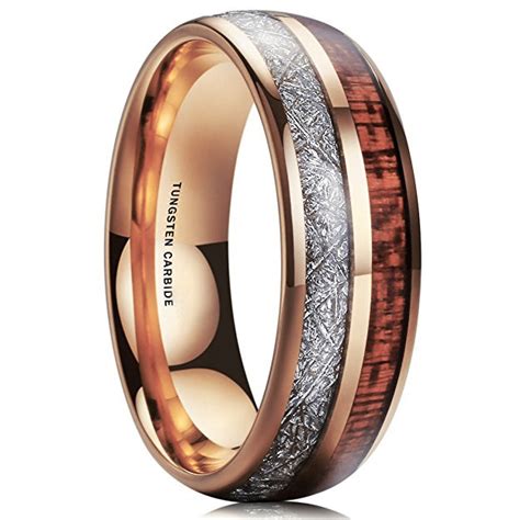 8mm Unisex Or Mens Wedding Tungsten Wedding Band Rose Gold Tungsten