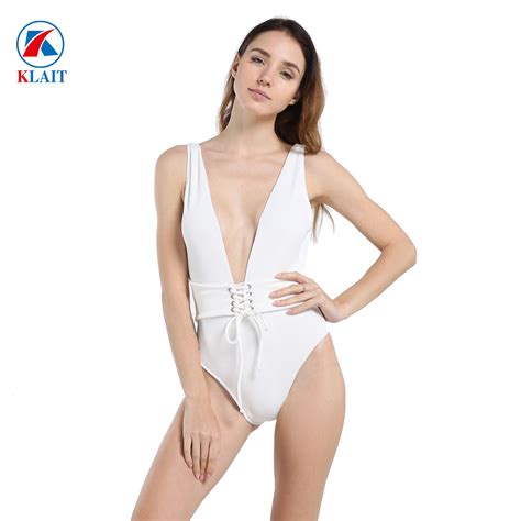 High Quality Sexy Lady White Push Up Deep V Monokini With Belt China Swimsuit And Bikini Price