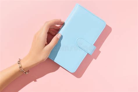 Womans Hand With Trendy Nude Manicure On Pink Background Summer Nail Design Stock Image Image