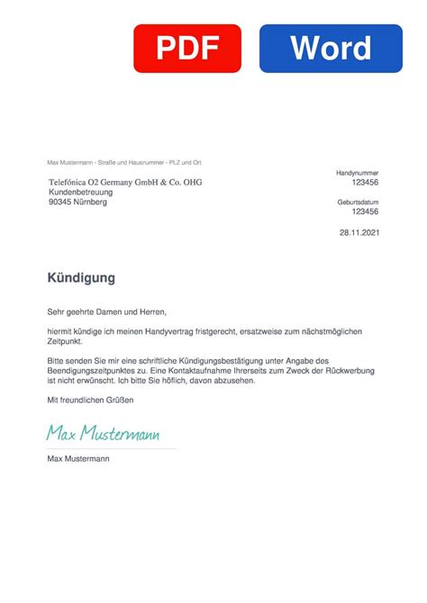 kuendigung muster vorlage  word zum ausdrucken