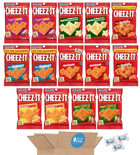 Cheez It Variety Snack Peak Gift Box 14 3 Oz Bags Original Hot Spicy Extra Toasty