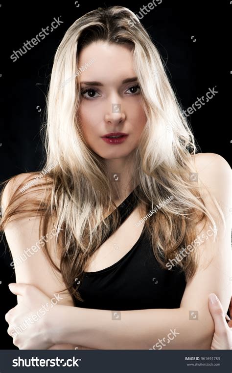 Beautiful Sexy Blonde Girl Black Dress Stock Photo Edit Now
