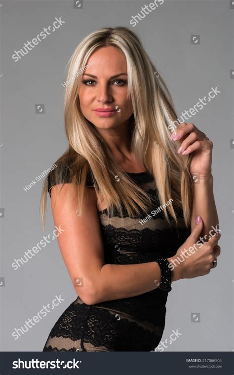Beautiful Czech Blonde Sleeveless Lace Dress Stock Photo 217066504 Shutterstock