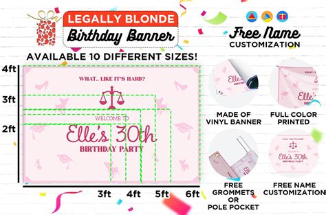 Legally Blonde Theme Birthday Banner Sign Customized Party Backdrop BirthdayPrint