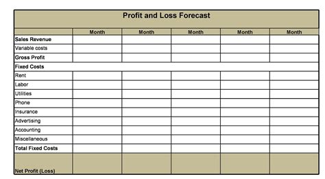Printable Profit And Loss Template Printable Templates