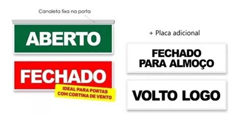 Kit Placas Aberto fechado Fechado Almoço volto Logo Parcelamento