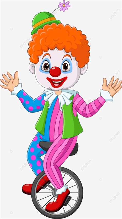 Cartoon Clown Riding One Wheel Bike Bike Clipart Clown Clipart