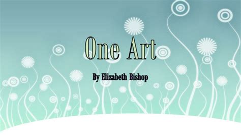 One Art by Elizabeth Bishop | Teaching Resources