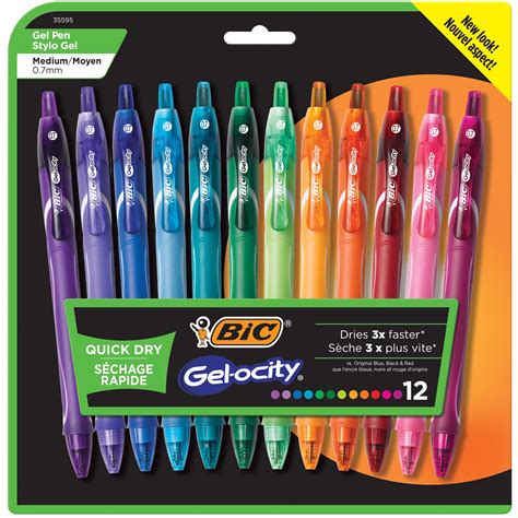 BIC Gelocity Quick Dry Retractable Fashion Gel Pen, Medium Point (0.7mm ...