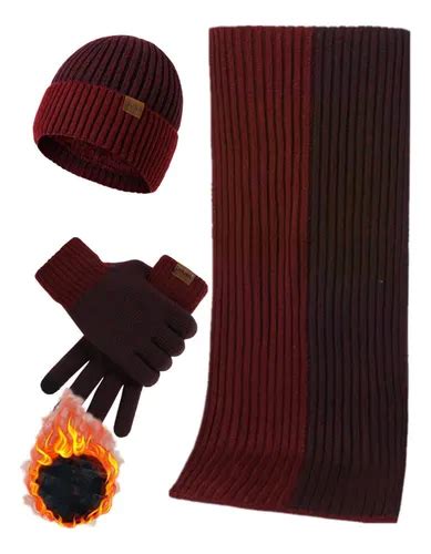 Conjunto De Bufanda Gorro Y Guantes Hombre Invierno 3 Piezas Color Diseño De La Tela Talle