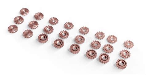 Connecting Gears On White 3d Render Stock Illustration Illustration