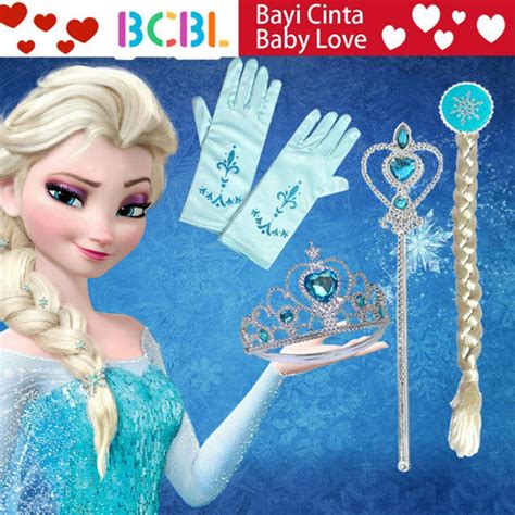 Jual Set Tongkat Dan Mahkota Putri Beku Set Wig Dan Sarung Tangan Elsa