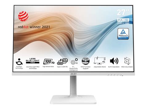 MSI Modern MD272XPW, 27", IPS, 1920 x 1080 (FHD), 100Hz, TUV Certified ...