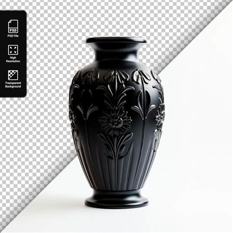 Premium Psd Black Patterned Vase Isolated On A Transparent Background