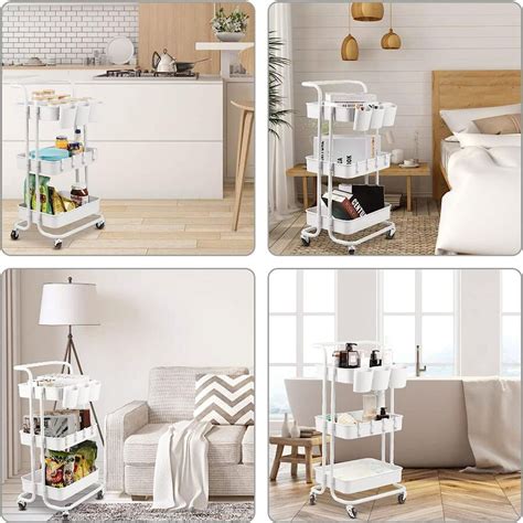 Tier Rolling Utility Cart Storage Shelves Multifunction Storage