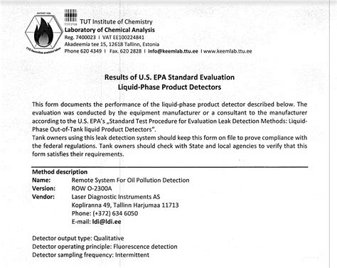 Epa Certification Laser Diagnostic Instruments