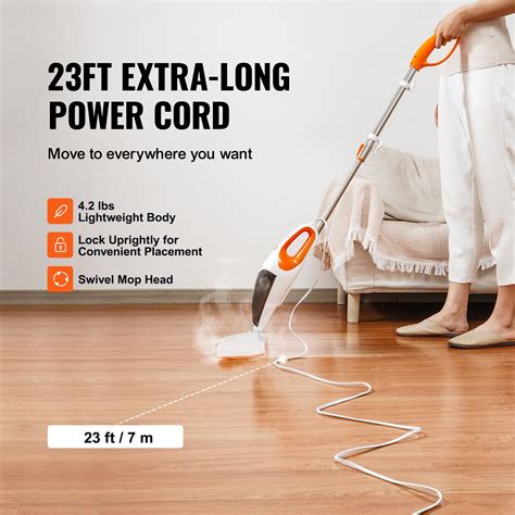 VEVOR Steam Mop, 5-in-1 Hard Wood Floor Cleaner with 4 Replaceable ...