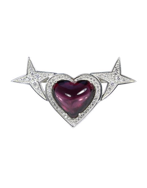 Кольцо "Сердце" с альмандином и белыми бриллиантами - GEOMA Jewelry
