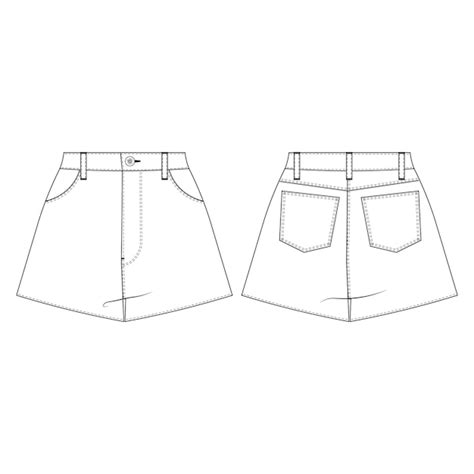 Premium Vector Wide Leg Mini Cut Off Short Hot Pant Template Technical Drawing Flat Cad Mockup