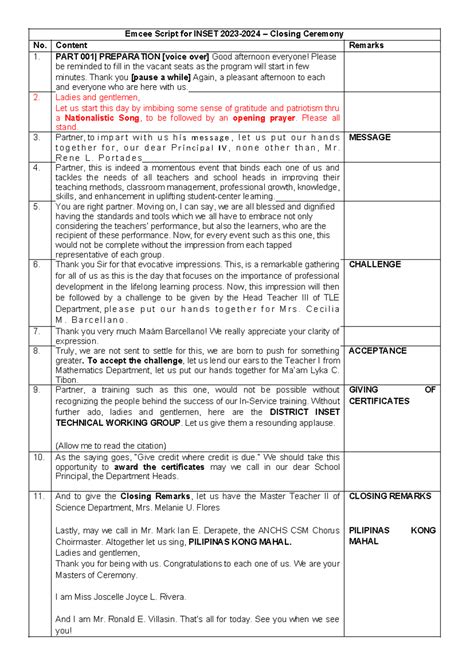 Inset Script Closing 2023 2024 Emcee Script For INSET 2023 2024