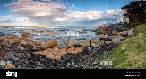 On The Beach At Bicheno Stock Photo Alamy
