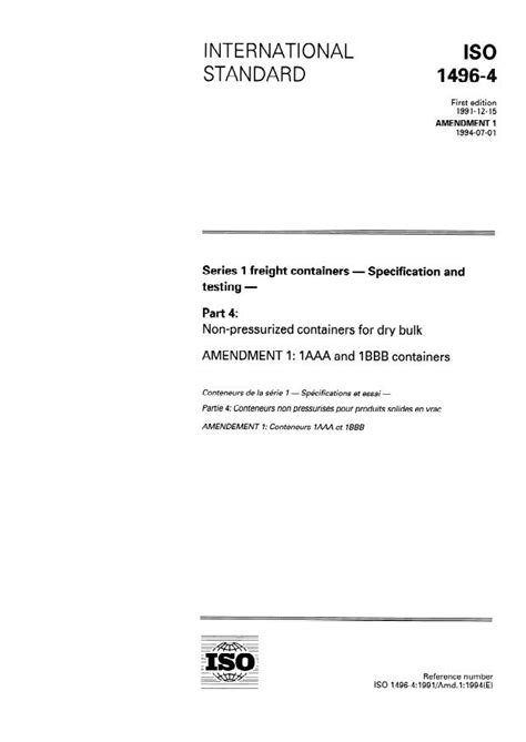 ISO 1496-4:1991/Amd 1:1994 - Series 1 freight containers ...