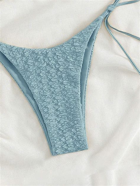 Conjunto De Bikini De Verano Para Playa Con Tirantes De Halter Y Laterales Ajustables Con Lazos