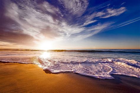 Beach Sea Sunset Free Stock Photo On Pixabay